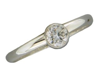 Sterling Silver and Round Bezel Set Cubic Zirconia Ring.  Size 10