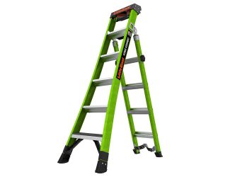 King Kombo 2.0 6ft Extendable Type IAA Fiberglass Ladder w/ V-Bar & Ground Cue