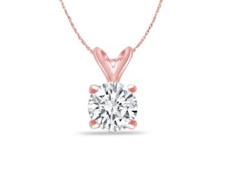 Bright White Round Lab Grown Diamond Pendant in 14K Rose Gold 0.70ct, Color-FG, Clarity-VVS