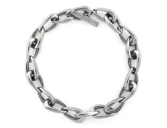 Silver Tone Oblong Links Collar Necklace