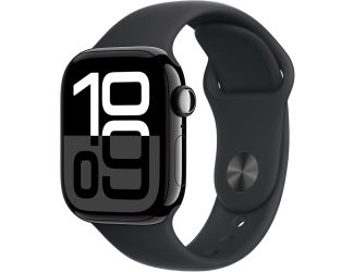 Apple Watch Series 10 GPS + Cellular 42mm Jet Black Aluminum Case with Black Sport Band - S/M