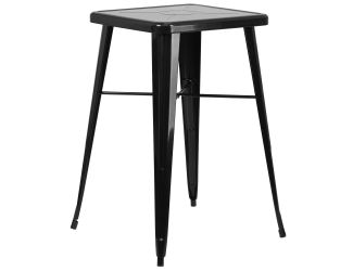 23.75" Square Black Metal Indoor-Outdoor Bar Height Table - Event Furniture