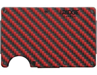 The Ridge Red Carbon 3K RFID-Blocking Wallet w/ Cash Strap & Money Clip