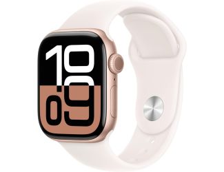 Apple Watch Series 10 GPS + Cellular 42mm Rose Gold Aluminum Case with Light Blush Sport Band - S/M