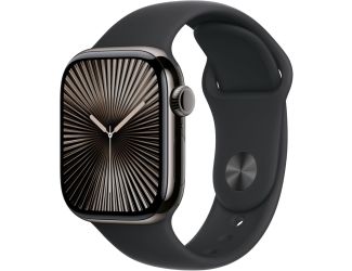 Apple Watch Series 10 GPS + Cellular 42mm Slate Titanium Case with Black Sport Band - S/M