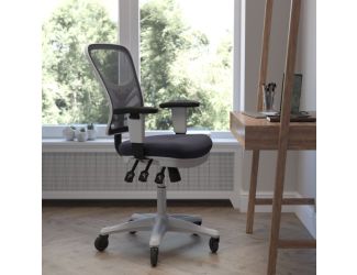 Mid-Back Ergonomic Multifunction Mesh Chair with Polyurethane Wheels-Dark Gray