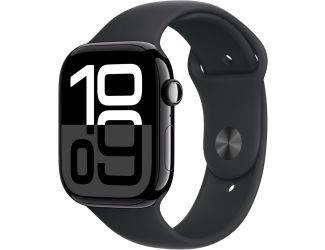 Apple Watch Series 10 GPS + Cellular 46mm Jet Black Aluminum Case with Black Sport Band - S/M