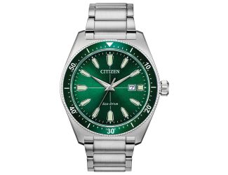 Men's Eco-Drive Brycen Watch, Stainless Steel with Green Dial