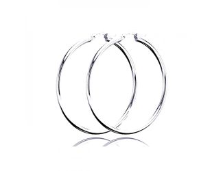 PARIKHS 2mm plain Hoop Earrings rounded hinge in 925 Sterling Silver-16mm