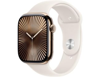 Apple Watch Series 10 GPS + Cellular 46mm Gold Titanium Case with Starlight Sport Band - S/M