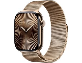 Apple Watch Series 10 GPS + Cellular 46mm Gold Titanium Case with Gold Milanese Loop - S/M