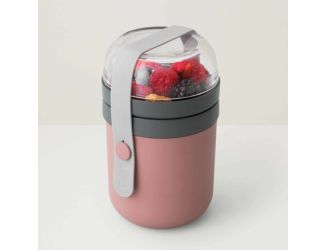 Leo Dual Lunch Pot, Pink & Gray