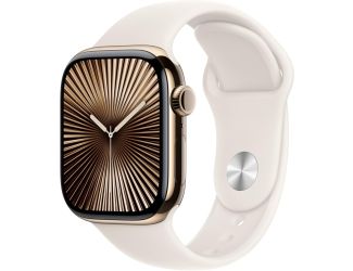 Apple Watch Series 10 GPS + Cellular 42mm Gold Titanium Case with Starlight Sport Band - S/M