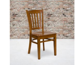 Vertical Slat Back Cherry Wood Restaurant Chair - Hospitality Seating