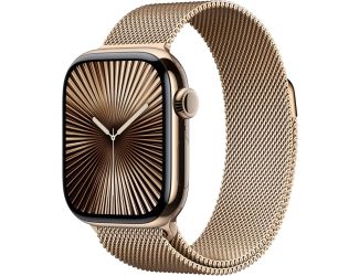 Apple Watch Series 10 GPS + Cellular 42mm Gold Titanium Case with Gold Milanese Loop