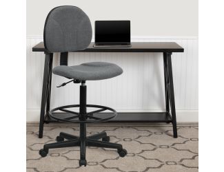 Gray Fabric Swivel Adjustable Drafting Chair - Home Office - Task Chair