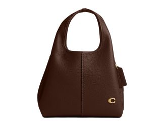 Polished Pebble Leather Lana Shoulder Bag 23 - Maple/Brass