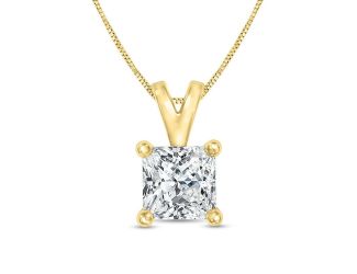 PARIKHS Princess cut Prime Diamond Pendant 14K Yellow Gold 0.04ct IJK Color, I1 Clarity