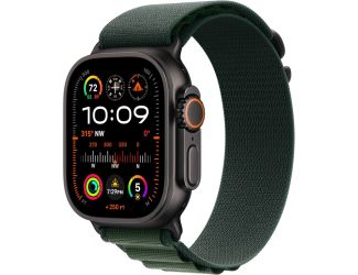 Apple Watch Ultra 2 GPS + Cellular 49mm Black Titanium Case with Dark Green Alpine Loop - Medium