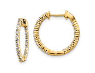 14kK Yellow Gold Spotlight Lab Grown Diamond In and Out Hinged Hoop Earrings, 1/2ctw