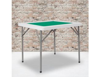 34.5" Square 4-Player Folding Card Game Table with Green Felt and Cup Holders