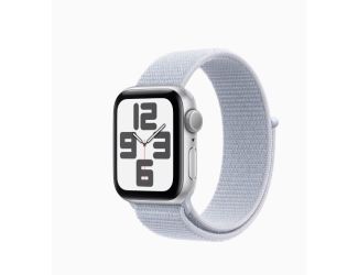 Apple Watch SE GPS 44mm Silver Aluminum Case with Blue Cloud Sport Loop