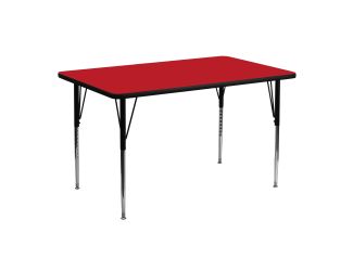 24"W x 48"L Red HP Laminate Activity Table - Standard Height Adjustable Legs