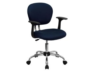 Mid-Back Navy Mesh Padded Swivel Task Office Chair with Chrome Base and Arms
