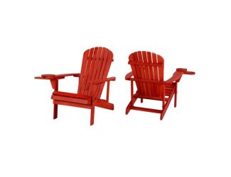 Earth Collection Adirondack Chair w/Phone & Cup Holder, Set of 2 - Red