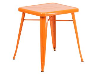 23.75" Square Orange Metal Indoor-Outdoor Table