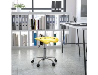 Vibrant Yellow Tractor Seat and Chrome Stool - Drafting & Office Stools