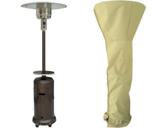 7-Ft. 48,000 BTU Steel Umbrella Propane Patio Heater in Hammered Bronze with Weather-Protective Cove
