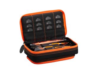 Casemaster Plazma Plus Dart Case Black with Orange Zipper and Phone Pocket