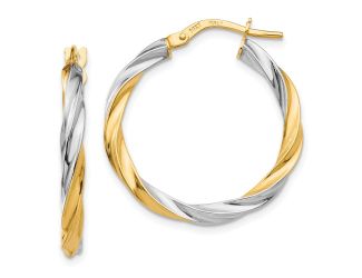 14K & Rhodium Twisted Hoop Earrings