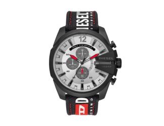 Men's Mega Chief Chronograph Black Nylon/Silicone Strap Watch Silver Dial