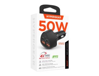 HyperGear SpeedBoost 50W Quad Car Charger with Dual 25W USB-C PD/PPS