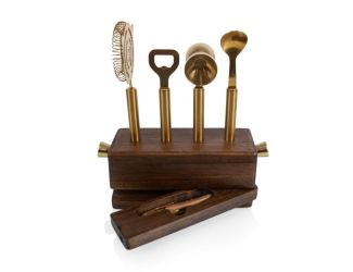 Sidecar 5pc Bar Tool Set Acacia Wood