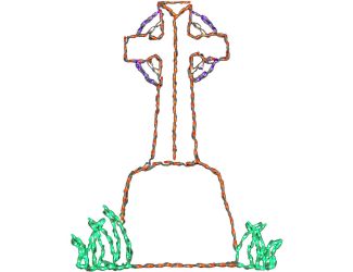 Halloween Outdoor or Indoor LED Lights, Cross Tombstone (39 W x 54 H inches)