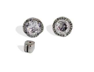That Sparkle Pave Round Large Studs - Clear, Silver