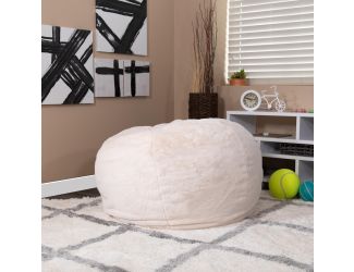 Oversized White Furry Refillable Bean Bag Chair for All Ages