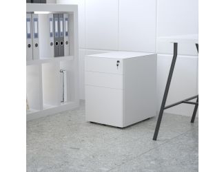 Modern 3-Drawer Mobile Locking Filing Cabinet Storage Organizer-White