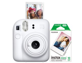 Instax Mini 12 Instant Camera w/ 10 Count Film Clay White