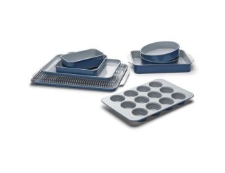 11pc Non-Toxic Nonstick Ceramic Mega Bakeware Set Navy