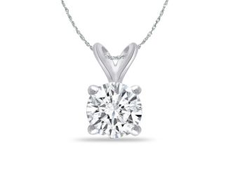 Bright White Round Lab Grown Diamond Pendant in 14K White Gold 1.00ct, Color-FG, Clarity-VVS
