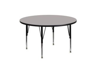 42" Round Grey HP Laminate Activity Table - Height Adjustable Short Legs