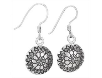 Silver flower french wire earrings