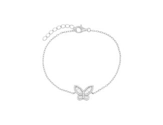 Baguette X Pave Butterfly Bracelet Size 7"