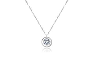 Crislu Bezel Set Halo Necklace in Platinum