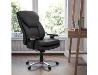 24/7 Intensive Use Big & Tall 400 lb. Rated High Back Black LeatherSoft Chair