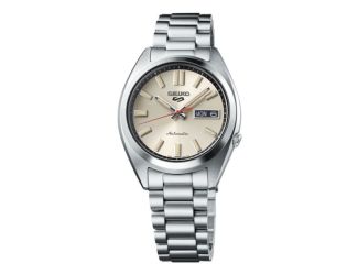 Men's Seiko 5 Sport Automatic Silver-Tone Stainless Steel Watch Ivory Dial